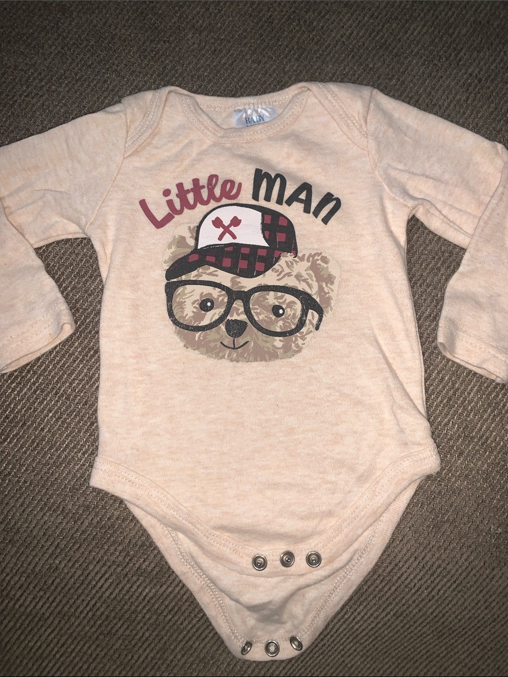 🧸Little Man Bear Graphic One-Piece - Cream